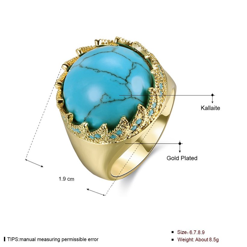 Wholesale Vintage gold Wide Big round Natural Turquoises Rings For women Bohemian Boho Jewelry goldfriend Gifts TGNSR024 4