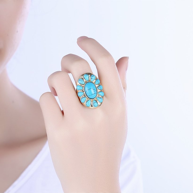 Wholesale Vintage 18K gold Wide Big Natural Turquoises Rings For women Bohemian Boho Jewelry goldfriend Gifts TGNSR025 0