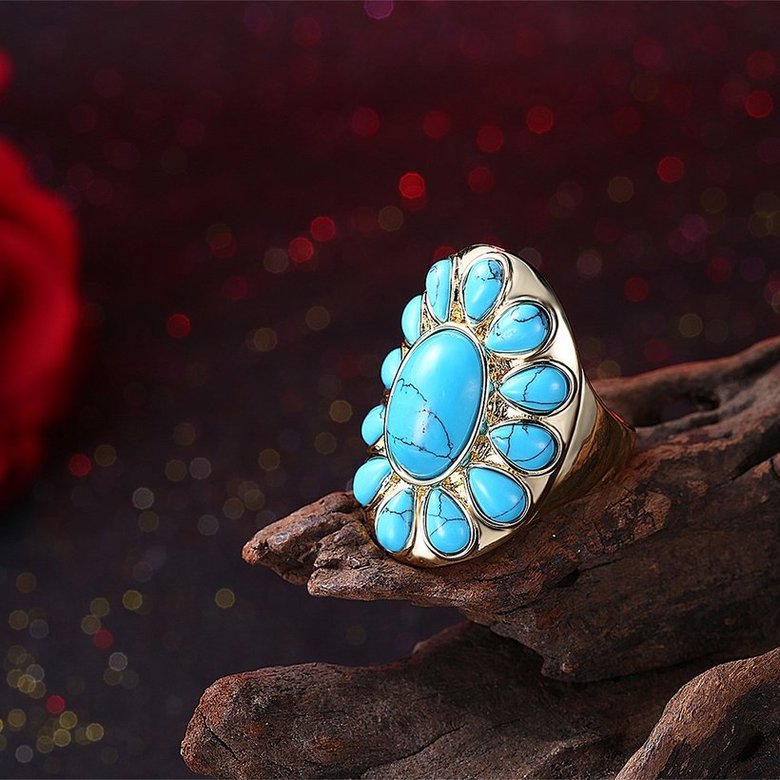 Wholesale Vintage 18K gold Wide Big Natural Turquoises Rings For women Bohemian Boho Jewelry goldfriend Gifts TGNSR025 1