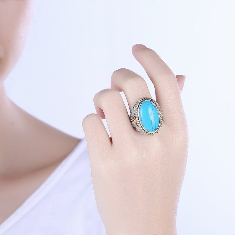 Wholesale Fashion Oval High Quality Natural Turquoise Rings for Women Silver color Trendy Jewelry  Gifts TGNSR028 0
