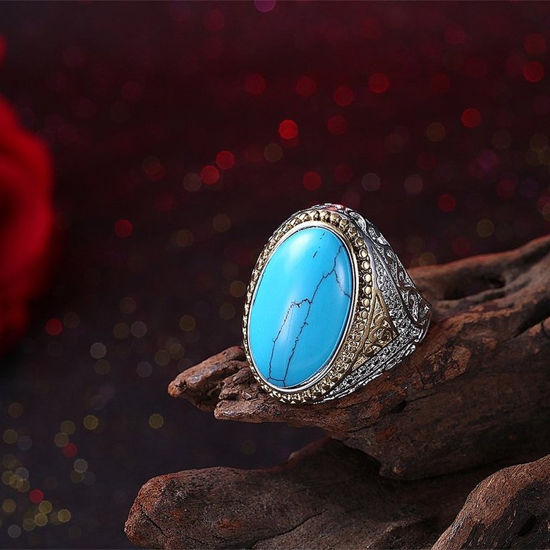 Wholesale Fashion Oval High Quality Natural Turquoise Rings for Women Silver color Trendy Jewelry  Gifts TGNSR028 1