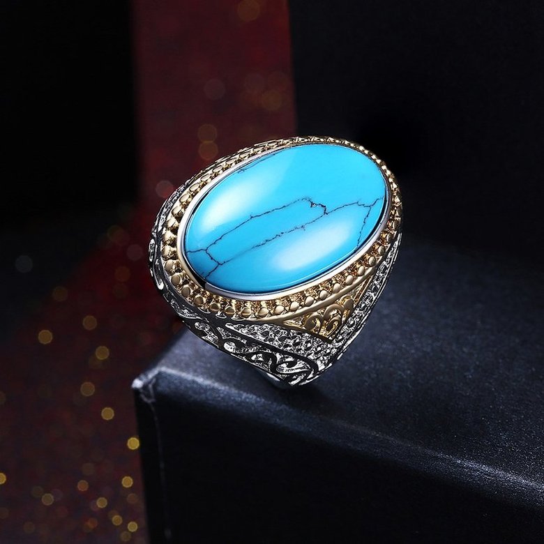 Wholesale Fashion Oval High Quality Natural Turquoise Rings for Women Silver color Trendy Jewelry  Gifts TGNSR028 2