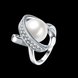 Wholesale Romantic Platinum Round White pearl zircon Ring Beautiful Shinning Party weddingJewelry TGPR016 0 small