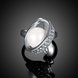 Wholesale Romantic Platinum Round White pearl zircon Ring Beautiful Shinning Party weddingJewelry TGPR016 2 small