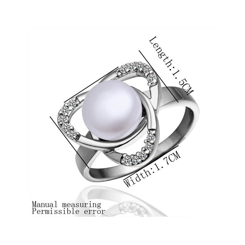 Wholesale Fashion Romantic Platinum rings Natural Freshwater Pearl Retro Good Quality Ring For Women wedding ball jewelry Drop Shipping TGPR005 0