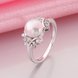 Wholesale Fashion Romantic Platinum rings Natural white Pearl Retro Good Quality Ring For Women wedding ball jewelry Drop Shipping TGPR010 0 small