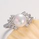 Wholesale Fashion Romantic Platinum rings Natural white Pearl Retro Good Quality Ring For Women wedding ball jewelry Drop Shipping TGPR010 2 small