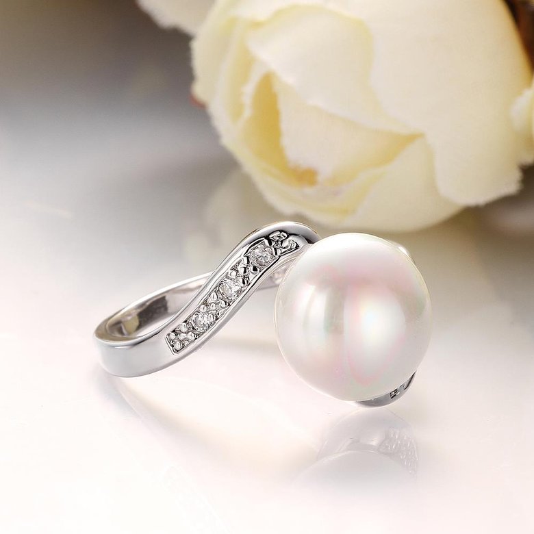 Wholesale Fashion Romantic Platinum rings Natural Freshwater Pearl Retro Good Quality Ring Jewelry For Women Drop Shipping TGPR001 0