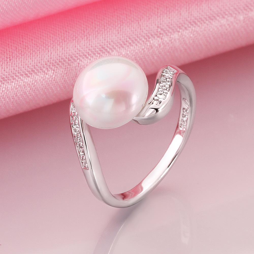 Wholesale Fashion Romantic Platinum rings Natural Freshwater Pearl Retro Good Quality Ring Jewelry For Women Drop Shipping TGPR001 1