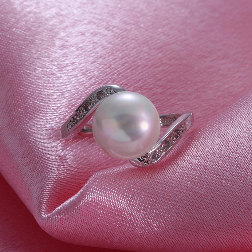 Wholesale Fashion Romantic Platinum rings Natural Freshwater Pearl Retro Good Quality Ring Jewelry For Women Drop Shipping TGPR001 2