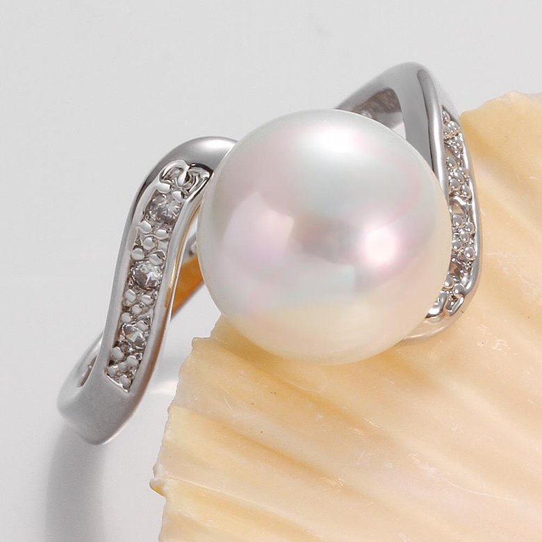 Wholesale Fashion Romantic Platinum rings Natural Freshwater Pearl Retro Good Quality Ring Jewelry For Women Drop Shipping TGPR001 3