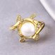 Wholesale Classic 24K Gold Plant White pearl Ring For Women Wedding Party Cute Fine Jewelry Accessories TGPR012 3 small