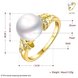 Wholesale Popular Classic 24K Gold Round White pearl zircon Ring For Women Wedding Party Cute Fine Jewelry Accessories TGPR013 0 small