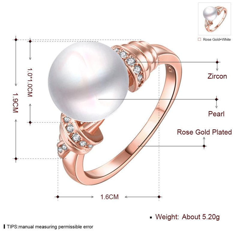 Wholesale Classic Rose Gold Plant White pearl zircon Ring For Women Wedding Party Cute Fine Jewelry Accessories TGPR014 1