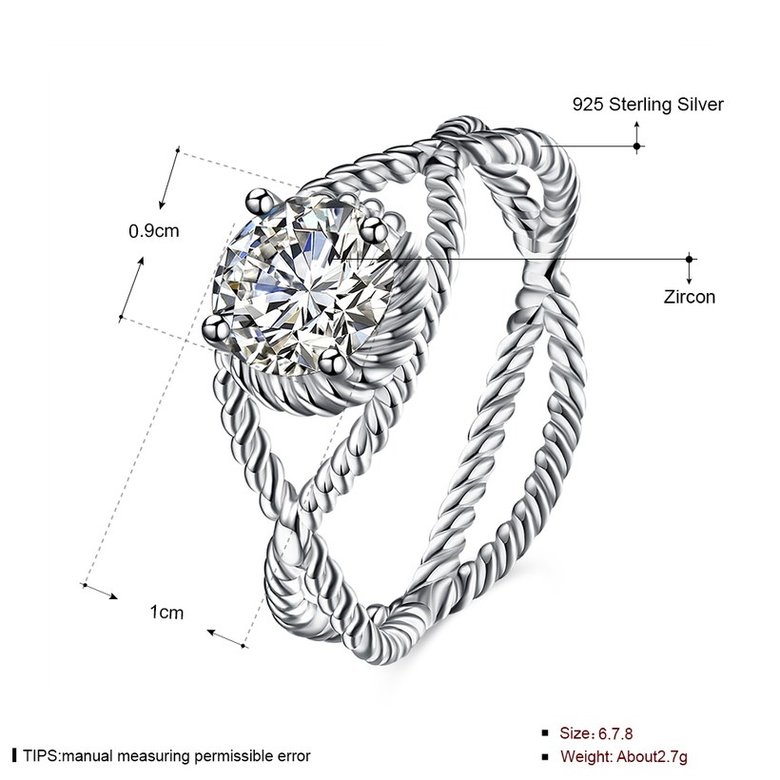 Wholesale Fashion popular 925 Sterling Silver Round CZ Twist Ring for Women Lady Authentic Original Jewelry Gift TGSLR047 0