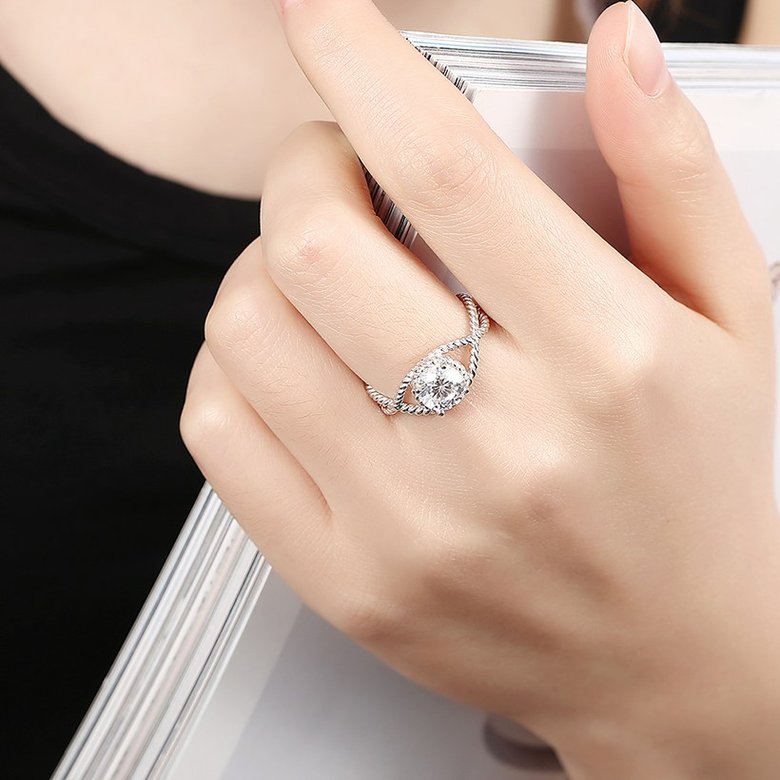 Wholesale Fashion popular 925 Sterling Silver Round CZ Twist Ring for Women Lady Authentic Original Jewelry Gift TGSLR047 4