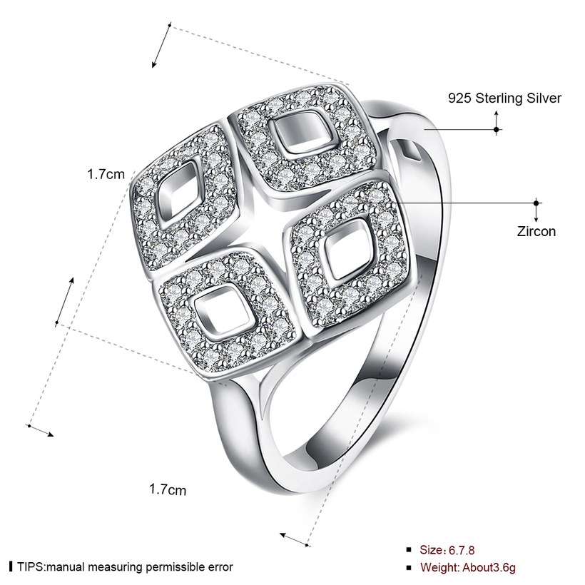 Wholesale Trendy 925 Sterling Silver Sparkling Ring Classic square CZ Finger Rings Engagement Fashion Wedding Jewelry wholesale TGSLR048 0