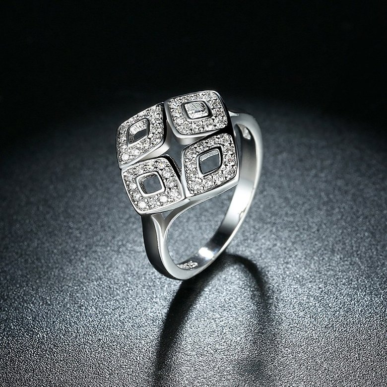 Wholesale Trendy 925 Sterling Silver Sparkling Ring Classic square CZ Finger Rings Engagement Fashion Wedding Jewelry wholesale TGSLR048 2
