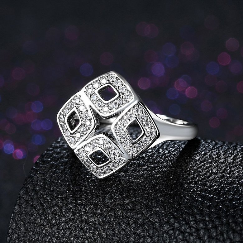 Wholesale Trendy 925 Sterling Silver Sparkling Ring Classic square CZ Finger Rings Engagement Fashion Wedding Jewelry wholesale TGSLR048 3