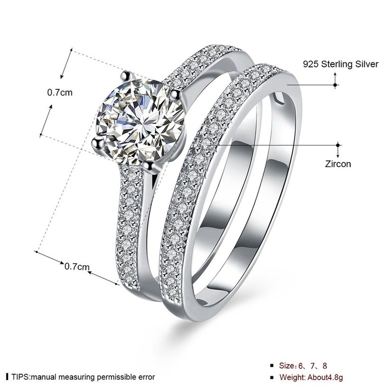 Wholesale Trendy 925 Sterling Silver Geometric CZ double Ring Wedding Rings For Women Classic Jewelry Engagement Ring TGSLR055 0