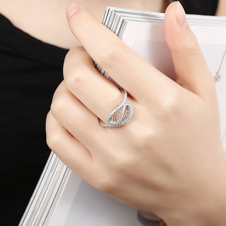 Wholesale jewelry China 925 Sterling Silver Rings Special Design Charm Rings For Women With Full Shiny CZ Crystal Jewelry TGSLR057 4