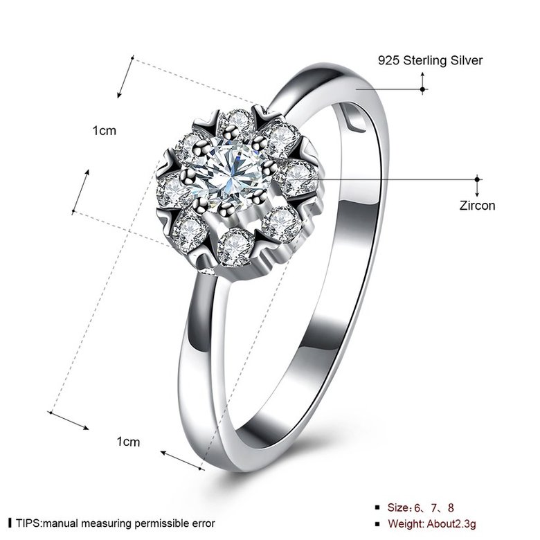 Wholesale 925 Sterling Silver Round Shape Radiant Elegance, Clear AAA CZ Crystal Flower Finger Rings for Women ANNIVERSARY wedding jewelry TGSLR064 0