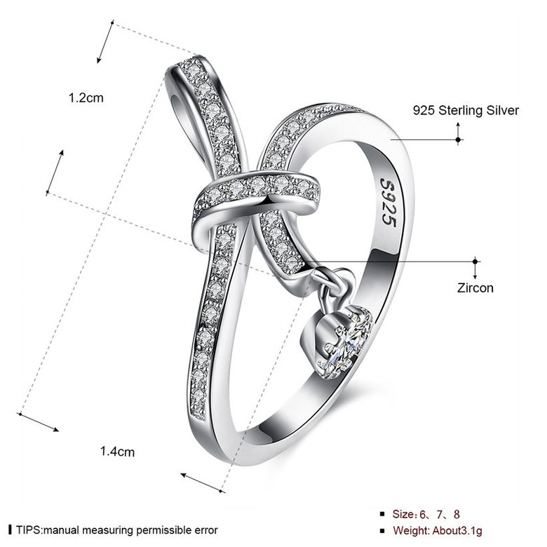 Wholesale Trendy 925 Sterling Silver Geometric CZ knot finger Ring for Women Girls Best Birthday Gift Zircon jewelry TGSLR072 0