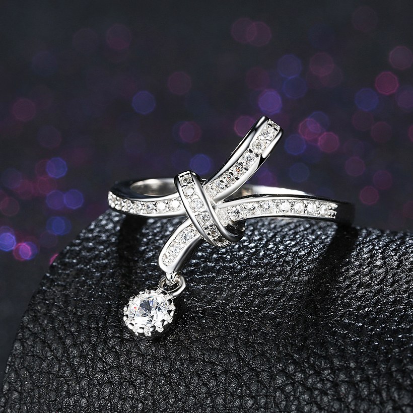 Wholesale Trendy 925 Sterling Silver Geometric CZ knot finger Ring for Women Girls Best Birthday Gift Zircon jewelry TGSLR072 3