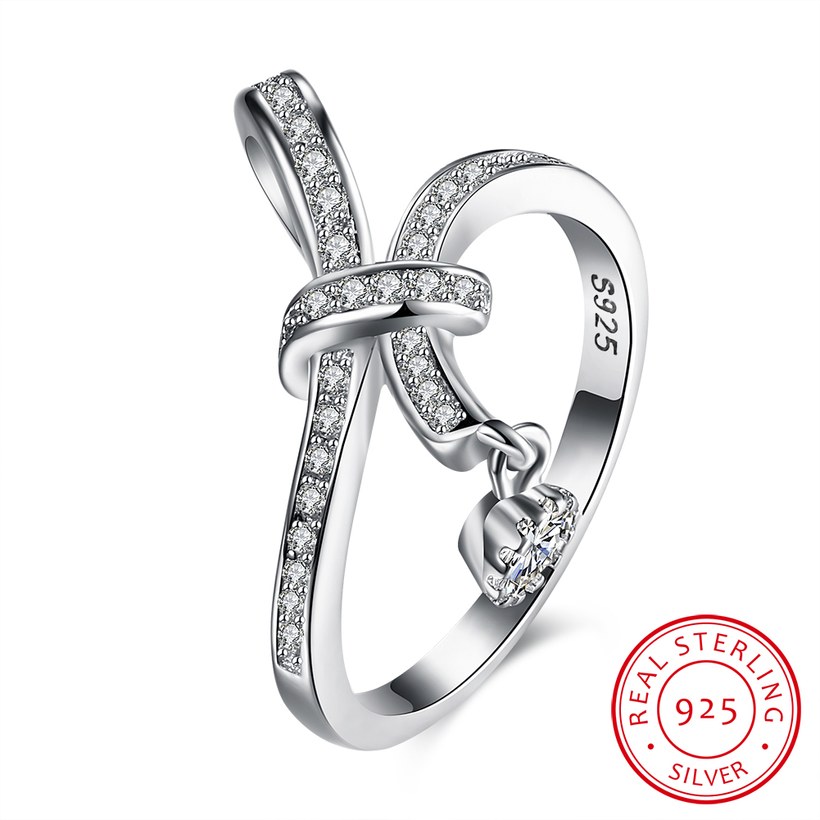 Wholesale Trendy 925 Sterling Silver Geometric CZ knot finger Ring for Women Girls Best Birthday Gift Zircon jewelry TGSLR072 5