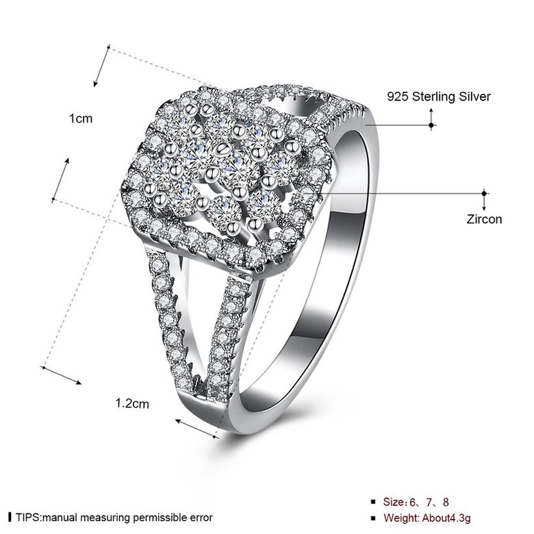 Wholesale Popular 925 Sterling Silver square CZ Ring Sparkling Ring Classic Finger Rings Engagement Fashion Wedding Jewelry TGSLR076 0