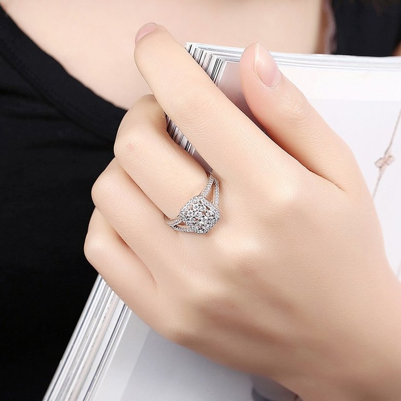 Wholesale Popular 925 Sterling Silver square CZ Ring Sparkling Ring Classic Finger Rings Engagement Fashion Wedding Jewelry TGSLR076 4