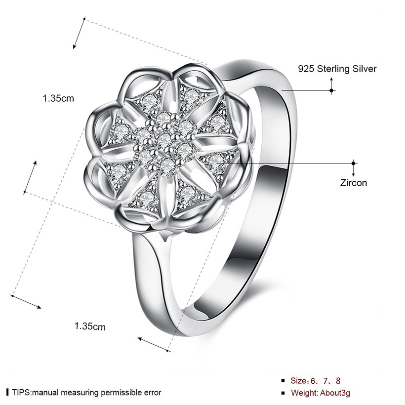 Wholesale 925 Sterling Silver Round Shape Radiant Elegance shining AAA CZ Crystal Flower Rings for Women ANNIVERSARY wedding jewelry TGSLR086 0