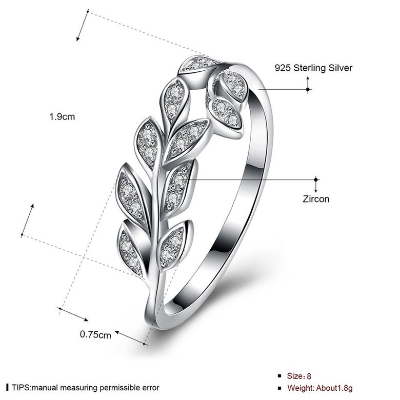 Wholesale Korean Trendy 925 Sterling Silver Handmade Olive Leaf Rings for Women Exquisite CZ Stone wholesale Jewelry TGSLR088 0
