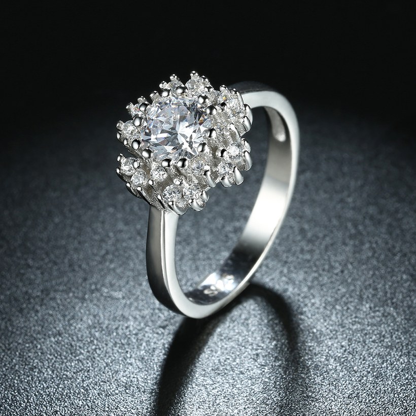 Wholesale Fashion 925 Sterling Silver Snowflake CZ Ring For Women Classic Elegant Bridal Wedding Jewelry Engagement Rings TGSLR094 2