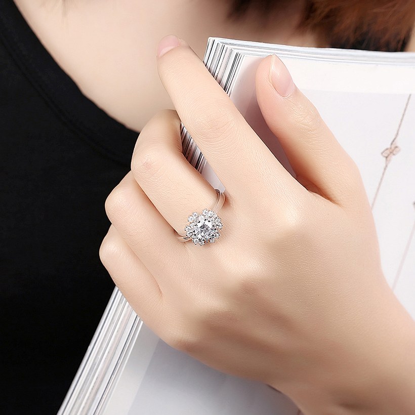 Wholesale Fashion 925 Sterling Silver Snowflake CZ Ring For Women Classic Elegant Bridal Wedding Jewelry Engagement Rings TGSLR094 4