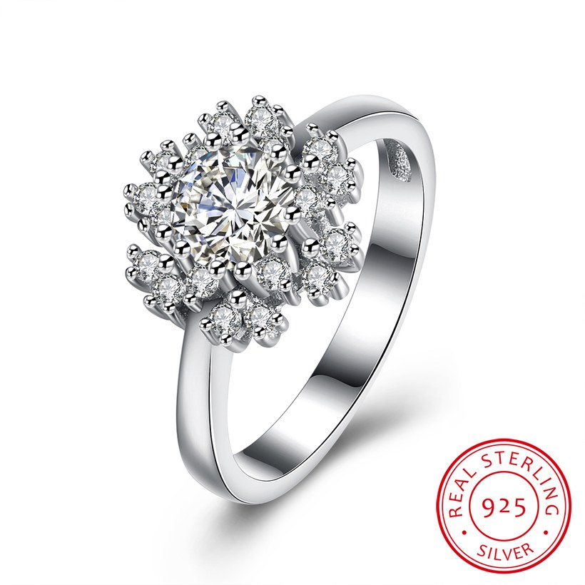 Wholesale Fashion 925 Sterling Silver Snowflake CZ Ring For Women Classic Elegant Bridal Wedding Jewelry Engagement Rings TGSLR094 5