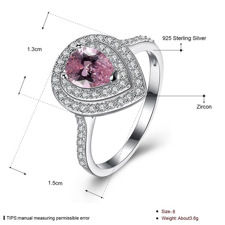 Wholesale  Fashion Jewelry 925 Silver Rings For Women Pink CZ Diamand Water Drop Engagement Bridal Wedding Accessories Ring  TGSLR096 0