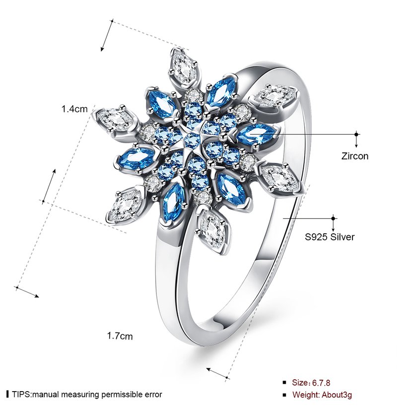 Wholesale Fashion 925 Sterling Silver Snowflake blue CZ Ring For Women Classic Elegant Bridal Wedding Jewelry Engagement Rings TGSLR007 0