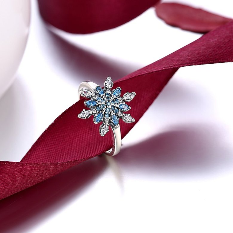 Wholesale Fashion 925 Sterling Silver Snowflake blue CZ Ring For Women Classic Elegant Bridal Wedding Jewelry Engagement Rings TGSLR007 1