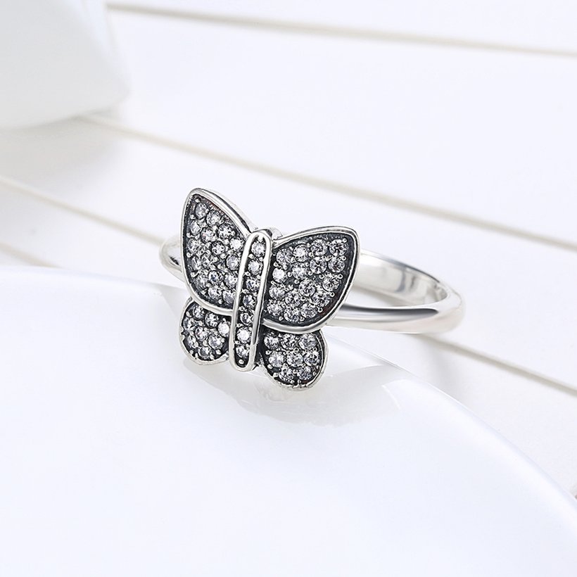 Wholesale Real 100% 925 Sterling Silver Butterfly Rings For Women Clear CZ Lady Engagement Decoration Ring Wedding Jewelry TGSLR008 2