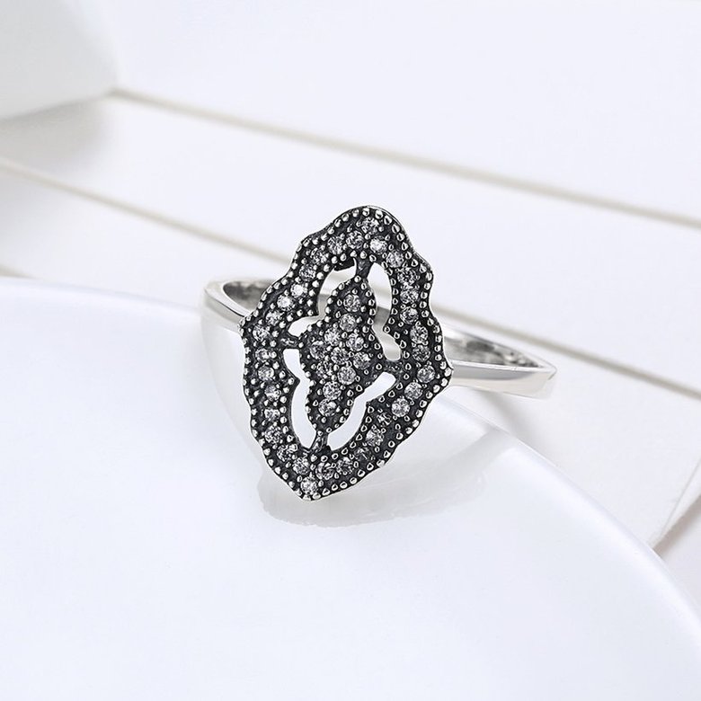 Wholesale New 925 Sterling Silver Ring Pave Sparkling Classic Lace With Crystal Ring For Women Wedding Party Gift Fine Jewelry TGSLR015 2
