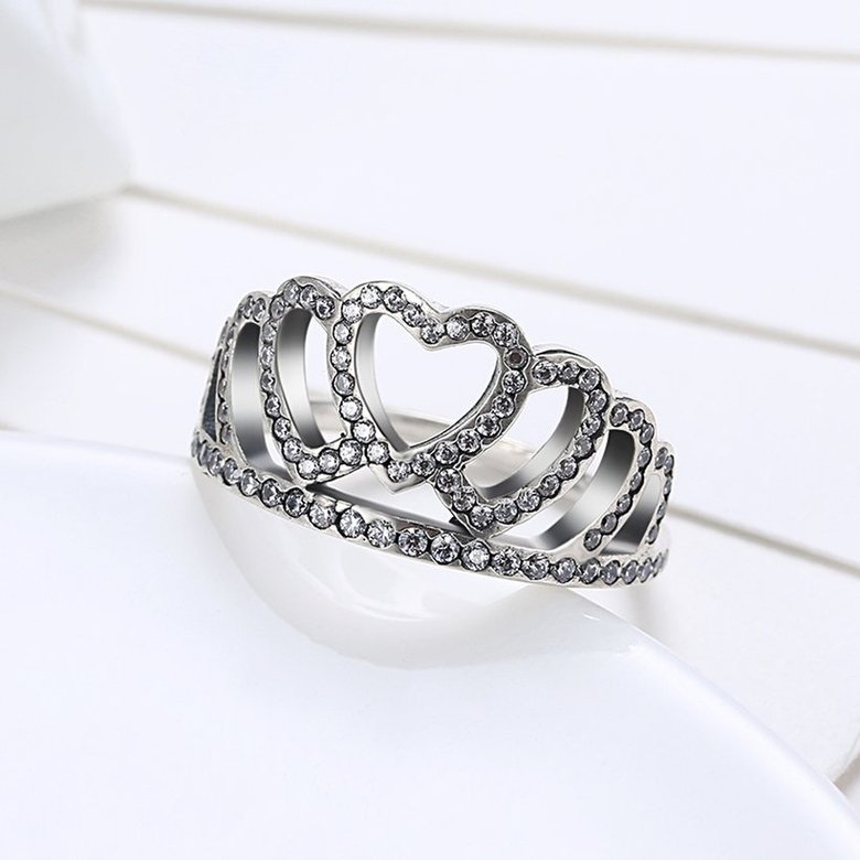 Wholesale Luxury Atmospheric Gorgeous Trendy Crown Rings For Women Bridal Wedding Engagement 925 Sterling Silver Clear heart CZ TGSLR033 2