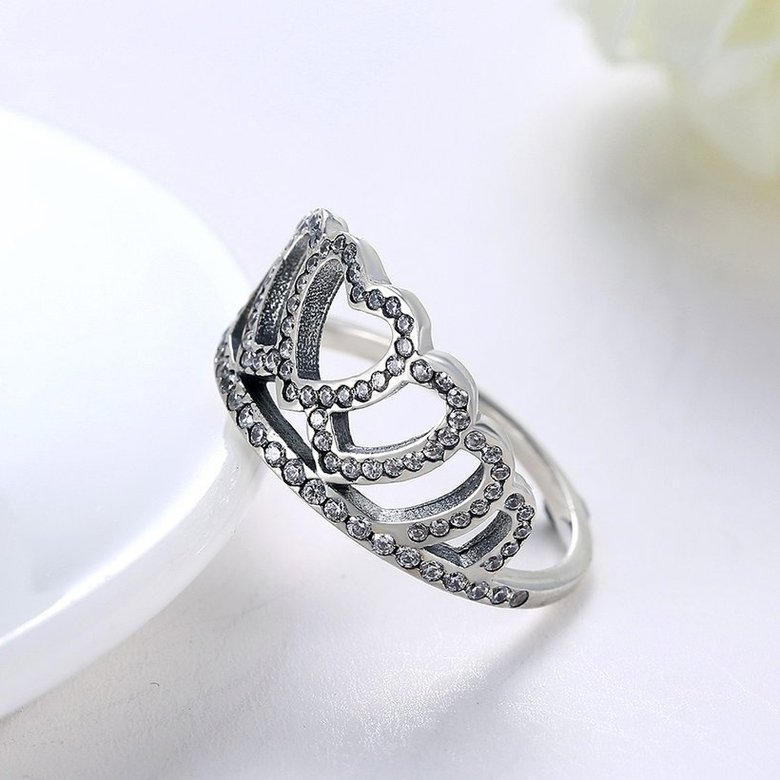 Wholesale Luxury Atmospheric Gorgeous Trendy Crown Rings For Women Bridal Wedding Engagement 925 Sterling Silver Clear heart CZ TGSLR033 3