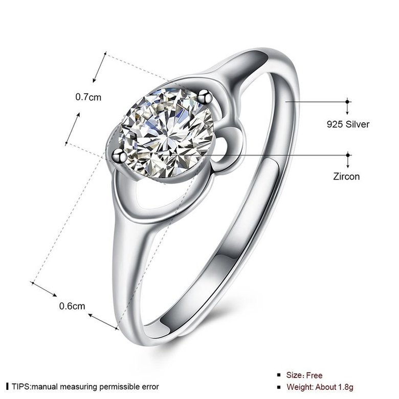 Wholesale Personality Fashion jewelry OL Woman Girl Party Wedding Gift Simple White AAA Zircon S925 Sterling Silver Ring TGSLR144 4