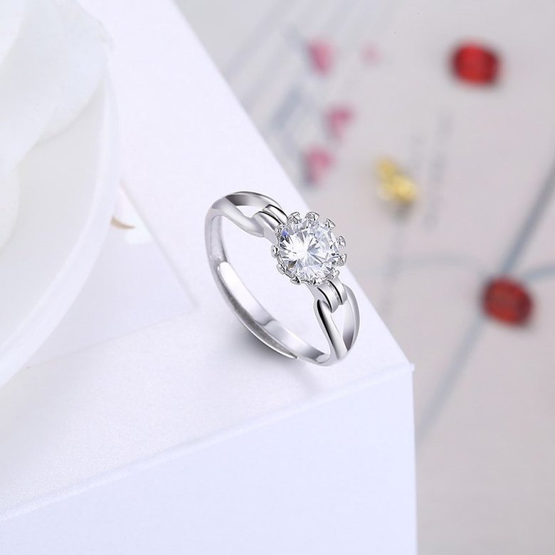 Wholesale Personality Fashion jewelry OL Woman Girl Party Wedding Gift Simple shining White AAA Zircon S925 Sterling Silver Ring TGSLR146 3