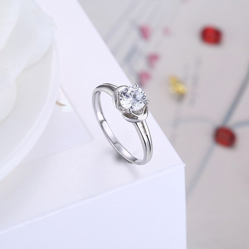 Wholesale Personality Fashion jewelry OL Woman Girl Party Wedding Gift Simple White AAA Zircon S925 Sterling Silver Ring TGSLR148 3