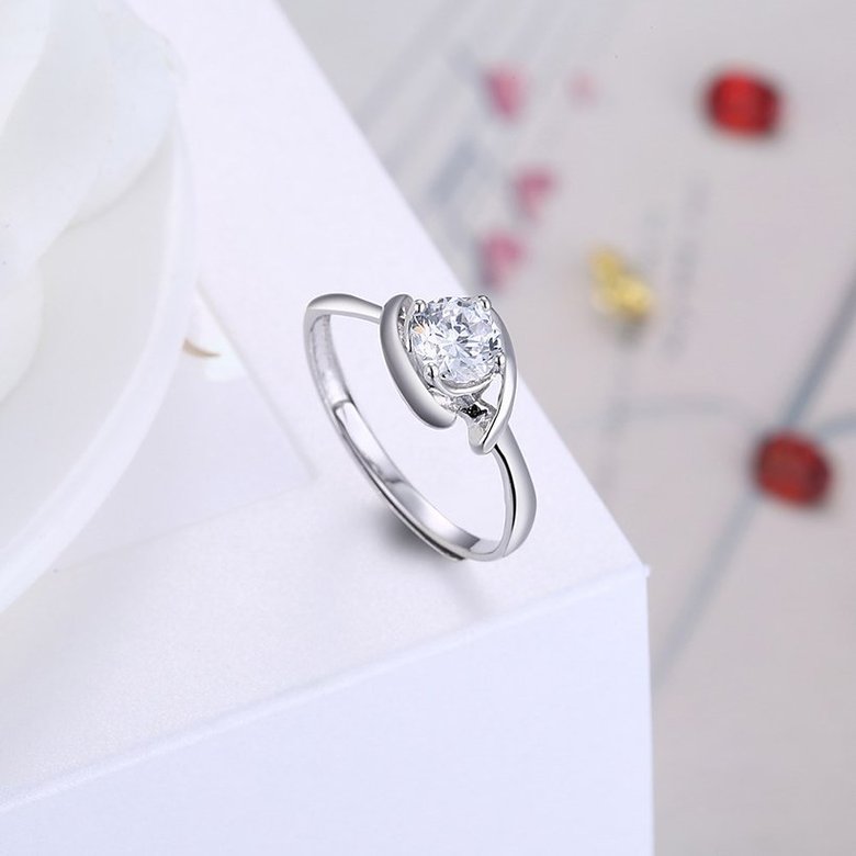 Wholesale Personality Fashion jewelry OL Woman Girl Party Wedding Gift Simple White AAA Zircon S925 Sterling Silver Ring TGSLR149 3
