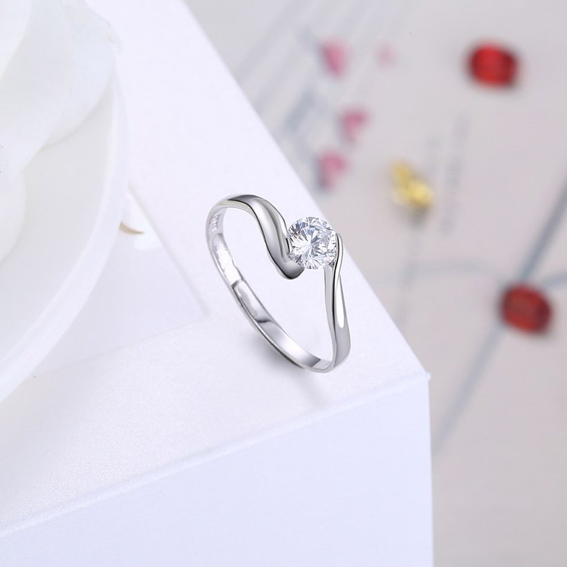 Wholesale Personality Fashion jewelry OL Woman Girl Party Wedding Gift Simple White AAA Zircon S925 Sterling Silver Ring TGSLR150 3