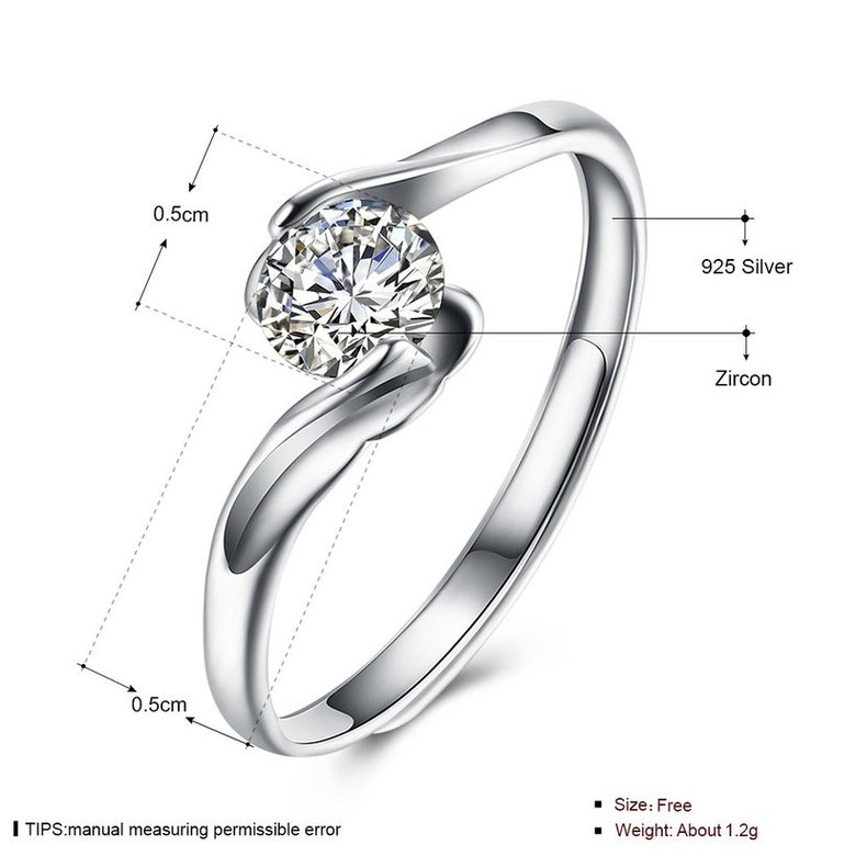 Wholesale Personality Fashion jewelry OL Woman Girl Party Wedding Gift Simple White AAA Zircon S925 Sterling Silver Ring TGSLR150 4