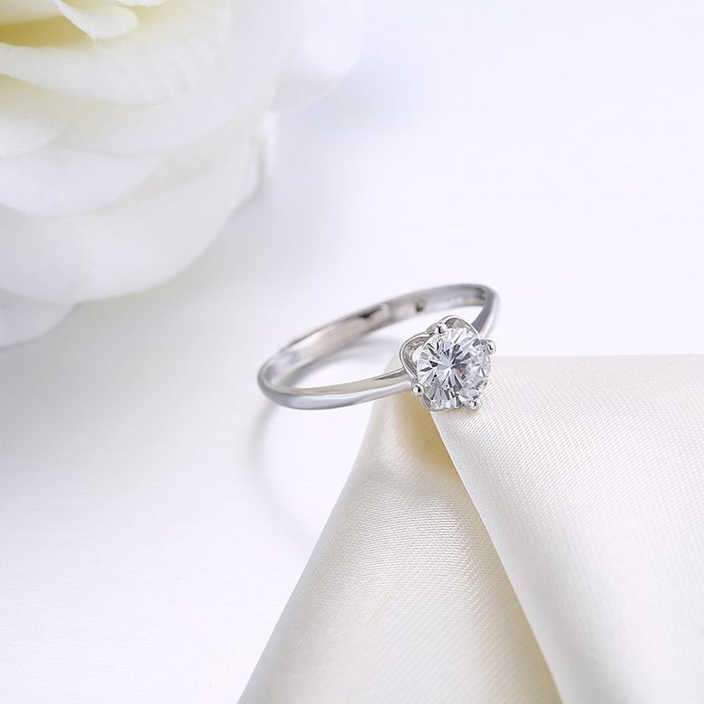 Wholesale Personality Fashion jewelry from China OL Woman Party Wedding Gift Simple White AAA Zircon S925 Sterling Silver resizable Ring  TGSLR154 1